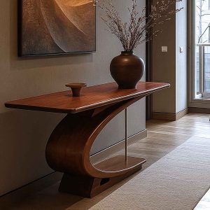 Console table gracing a hallway in a luxurious living room