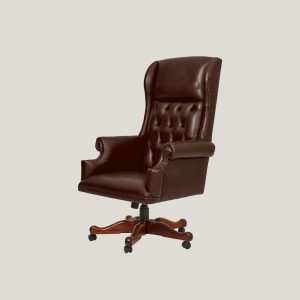 Office leather chair with a swivel base