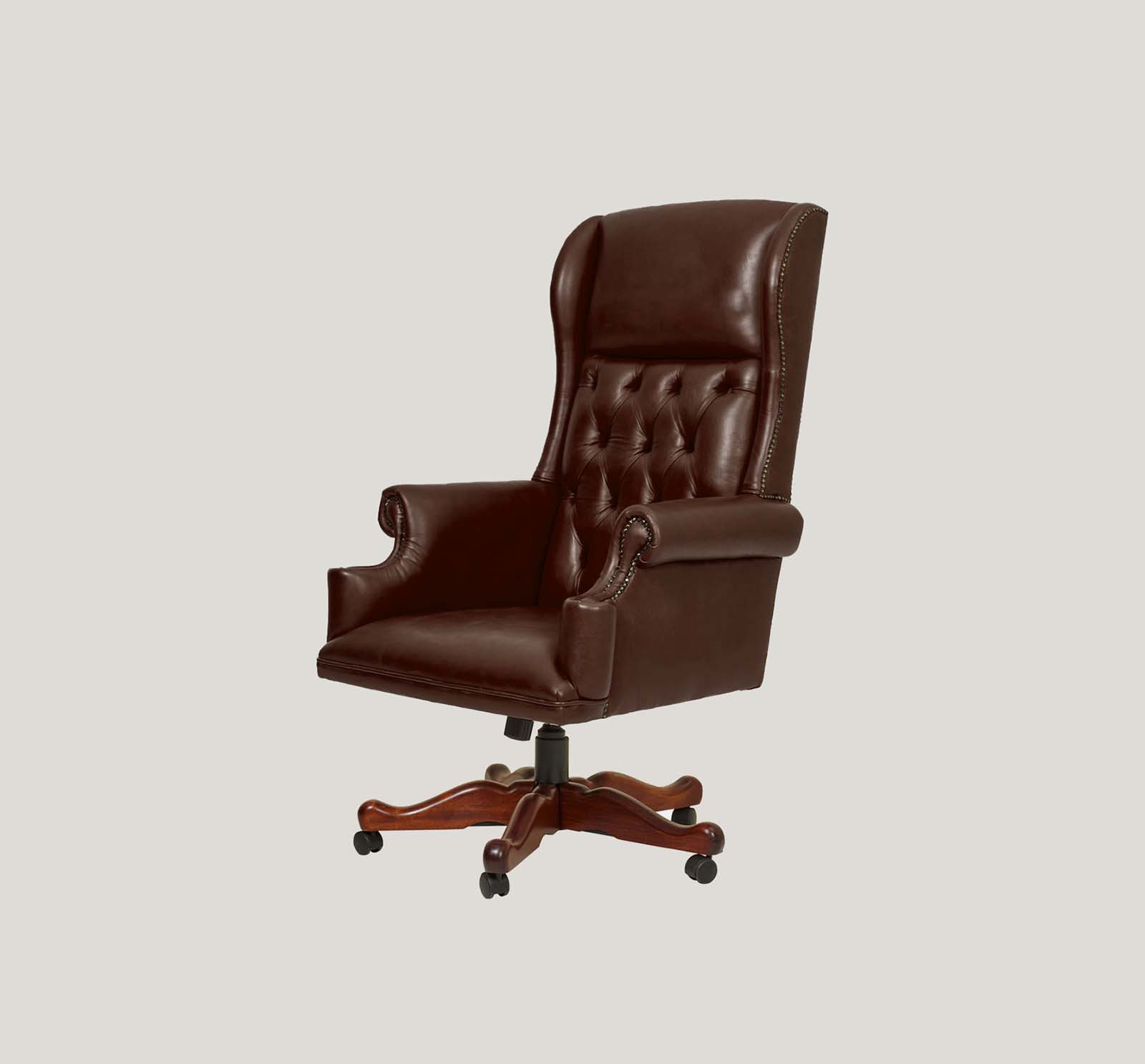 Office leather chair with a swivel base